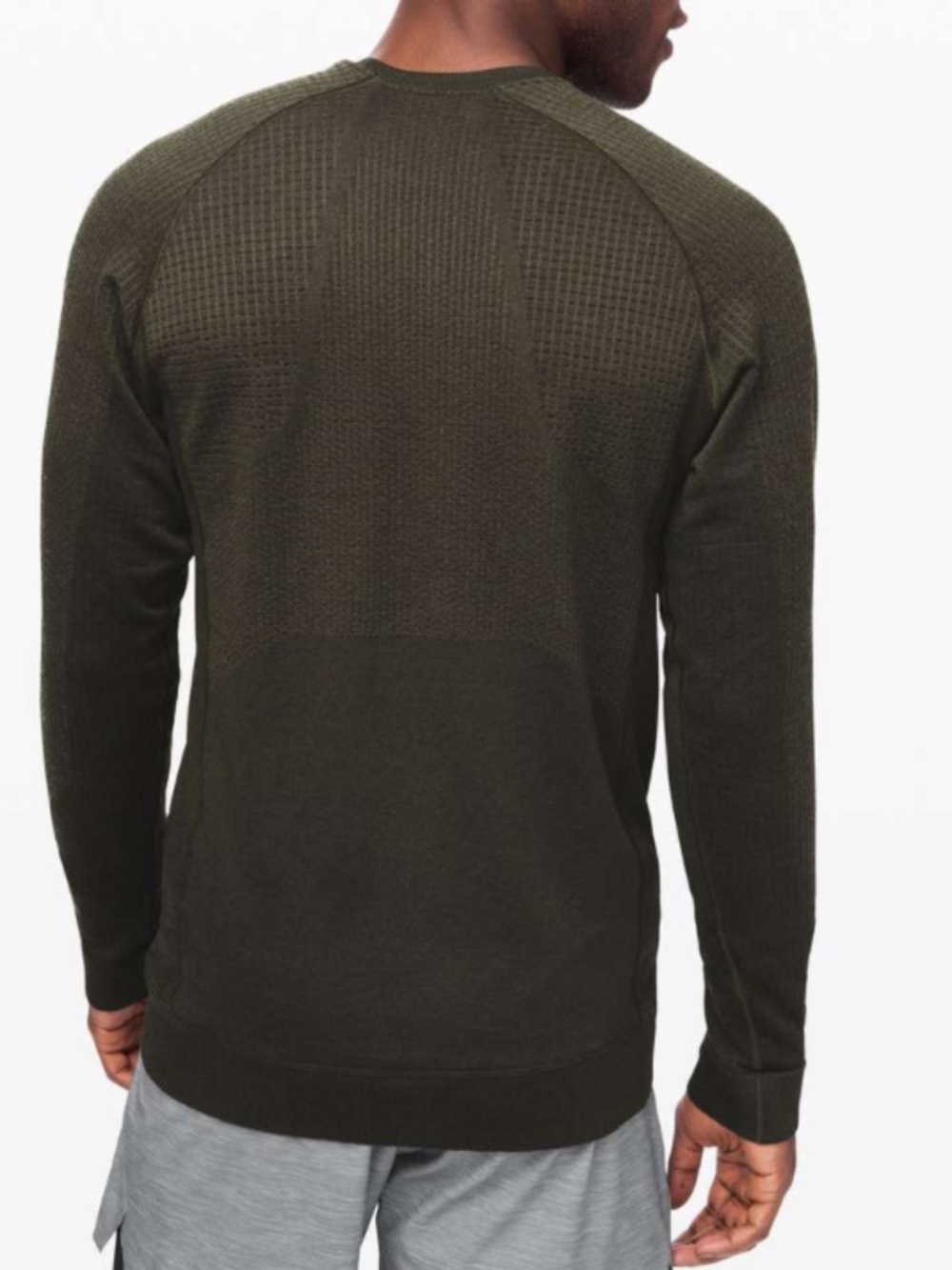 LULULEMON THERMOREGULATION LONG SLEEVE MERINO WOOL-BLEND OLIVE CREW - Picture 2 of 13